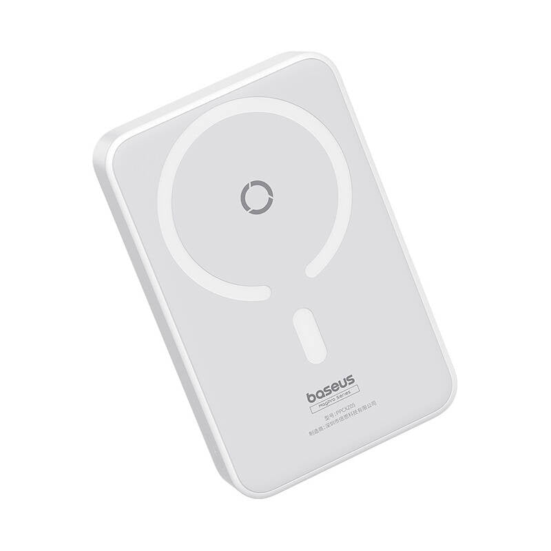 Batterie Externe Sans Fil Baseus MagPro PPCXZ05, 5000mAh, 20W, PD + FQI, 1 x QI - 1 x USB-C, Blanche P10064101223-00