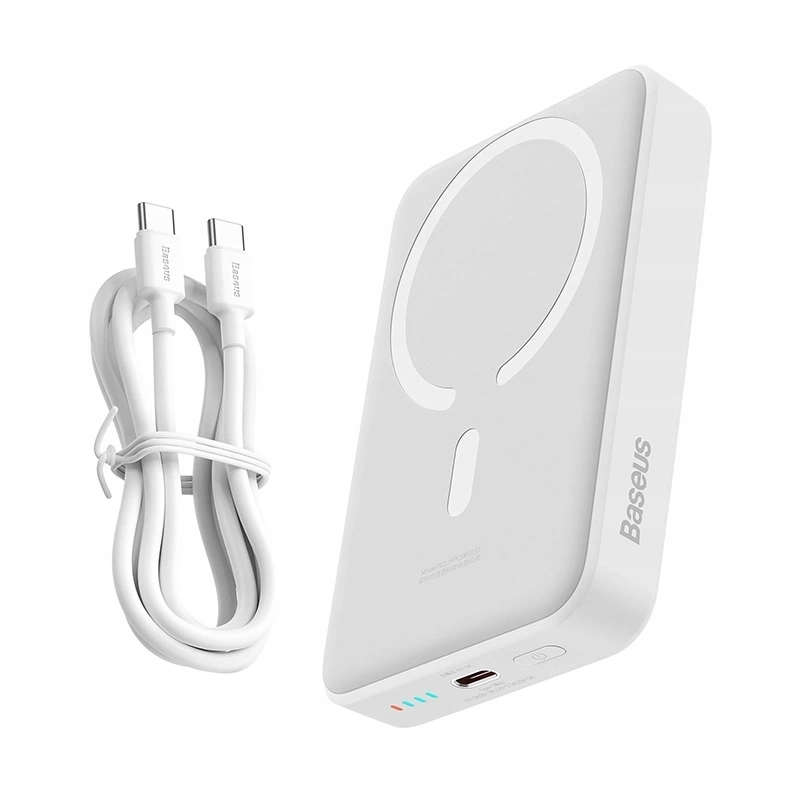 Batterie Externe Sans Fil Baseus Magnetic Mini, 10000mAh, 30W, PD + FQI, 1 x QI - 1 x USB-C, Blanche PPCX110202