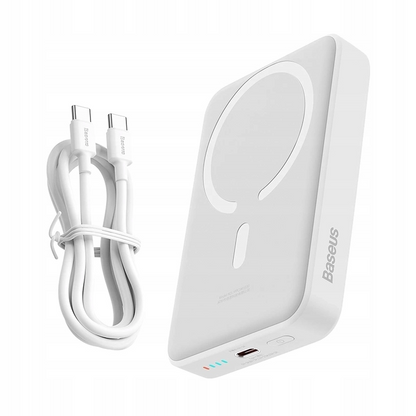 Batterie Externe Sans Fil Baseus Magnetic Mini, 10000mAh, 30W, PD + FQI, 1 x QI - 1 x USB-C, Blanche PPCX110202