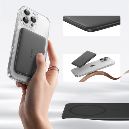 Batterie Externe Sans Fil Baseus PicoGo AM41, 5000mAh, 20W, PD + FQI, 1 x QI - 1 x USB-C, Noire