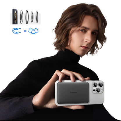 Batterie Externe Sans Fil Baseus PicoGo AM41, 5000mAh, 20W, PD + FQI, 1 x QI - 1 x USB-C, Noire