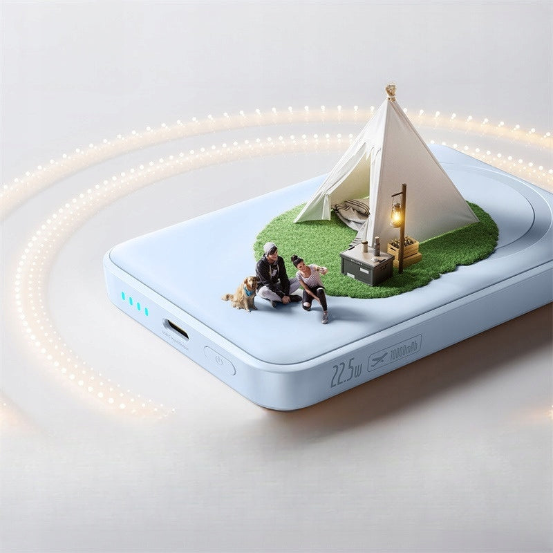 Batterie Externe Sans Fil Baseus EnerFill FM11 Ultra-Mini, 10000mAh, 22,5W, PD + FQI, 1 x QI - 1 x USB-C, Bleue P1008210E313-00