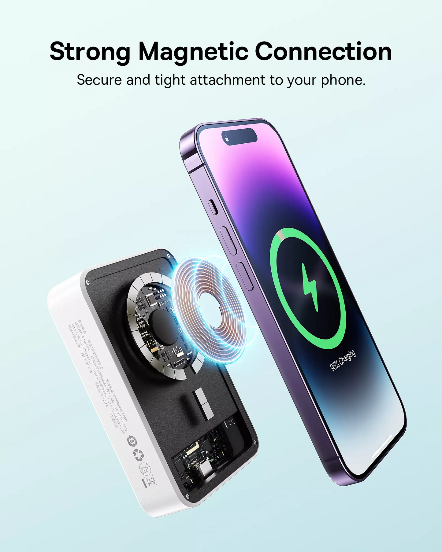 Batterie Externe Sans Fil Baseus EnerFill FM41 Mini, 20000mAh, 20W, PD + FQI, 1 x QI - 1 x USB-C, Blanc E0027U01