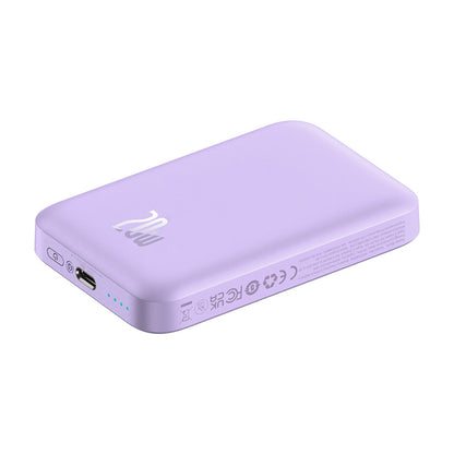Baseus Mini Air Wireless External Battery, 6000mAh, 20W, PD + FQI, 1 x QI - 1 x USB-C, Purple P10059002513-00