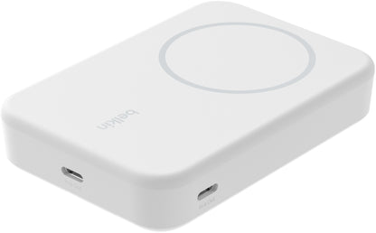 Batterie Externe Sans Fil Belkin BoostCharge Pro avec Support, 10000mAh, 15W, FQI, 1 x QI - 1 x USB-C, Blanche BPD008btWH