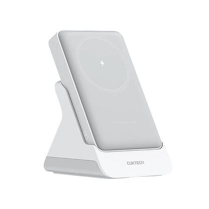 Batterie Externe Sans Fil Cuktech WPB100N, 10000mAh, 20W, PD + FQI, 1 x QI - 1 x USB-C, Blanche CKWPB100NGLGR