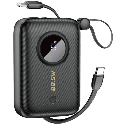 Batterie Externe Dudao K14, 10000mAh, 22.5W, QC + PD, 1 x Lightning - 1 x USB-A - 2 x USB-C, Noire