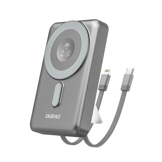 Batterie Externe Sans Fil Dudao K29, 10000mAh, 20W, PD + FQI, 1 x Lightning - 1 x QI - 1 x USB-C, Gris