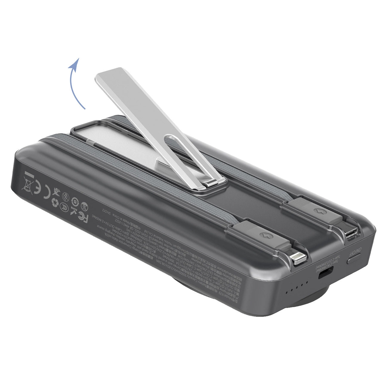 Batterie Externe Sans Fil Dudao K29, 10000mAh, 20W, PD + FQI, 1 x Lightning - 1 x QI - 1 x USB-C, Gris