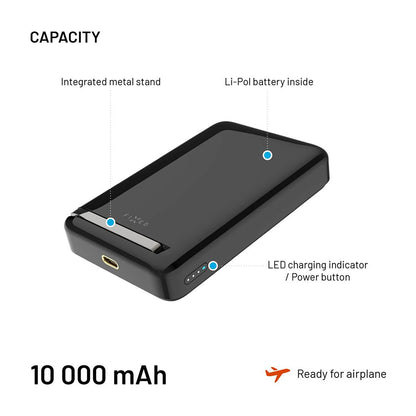 Batterie Externe Sans Fil Fixed MagZen 10 Pro, 10000mAh, 30W, PD + FQI, 1 x QI - 1 x USB-C, Noire