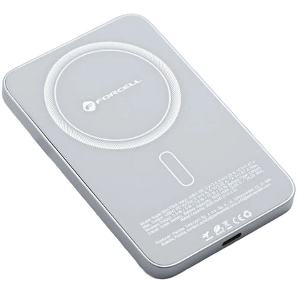 Batterie Externe Sans Fil Forcell F5K8, 5000mAh, 15W, PD + FQI, 1 x QI - 1 x USB-C, Blanche