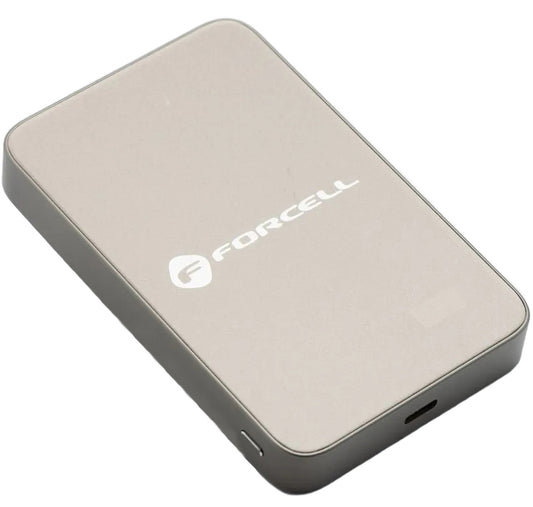 Batterie Externe Sans Fil Forcell F10K8, 10000mAh, 15W, PD + FQI, 1 x QI - 1 x USB-C, Dorée