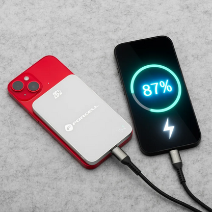 Batterie Externe Sans Fil Forcell F5K8, 5000mAh, 15W, PD + FQI, 1 x QI - 1 x USB-C, Blanche