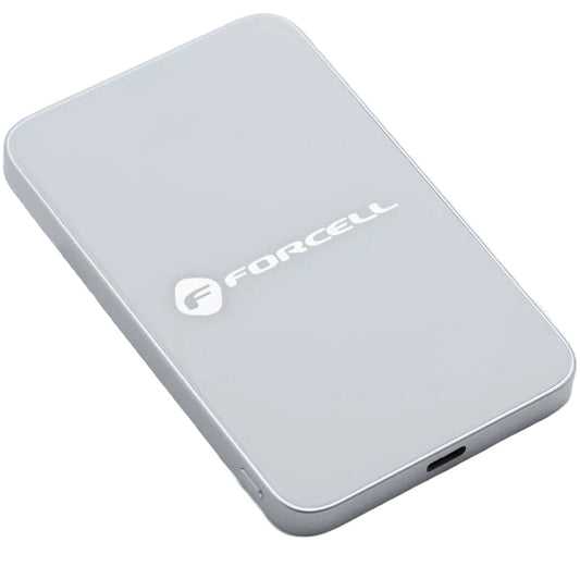 Batterie Externe Sans Fil Forcell F5K8, 5000mAh, 15W, PD + FQI, 1 x QI - 1 x USB-C, Blanche