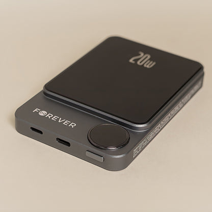 Batterie Externe Sans Fil Forever MATB-200, 5000mAh, 20W, PD + FQI, 1 x QI - 1 x USB-C, Noire