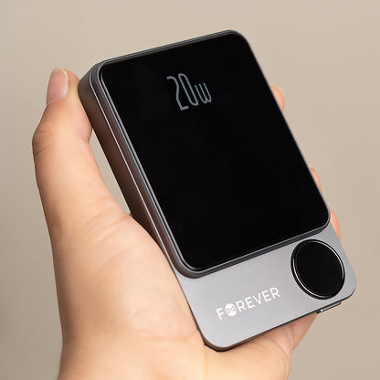 Batterie Externe Sans Fil Forever MATB-200, 5000mAh, 20W, PD + FQI, 1 x QI - 1 x USB-C, Noire