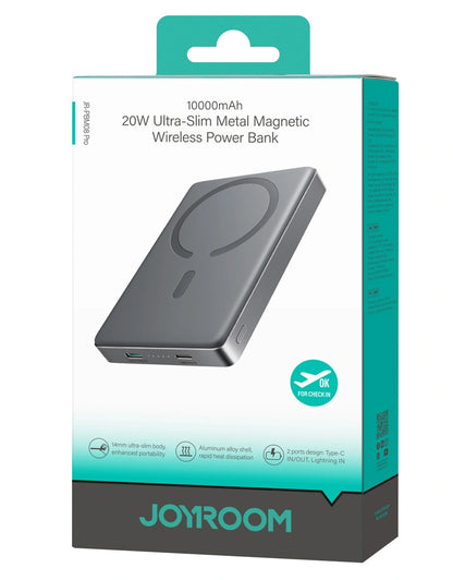 Batterie Externe Sans Fil Joyroom JR-PBM08 Pro, 10000mAh, 22,5W, PD + FQI, 1 x QI - 2 x USB-C, Gris