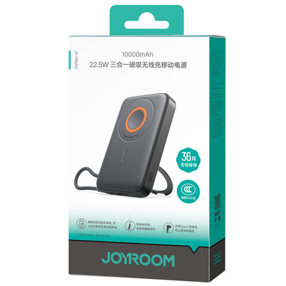 Batterie Externe Sans Fil Joyroom JR-PBM02, 10000mAh, 22.5W, PD + FQI, 1 x QI - 2 x USB-C, Noire