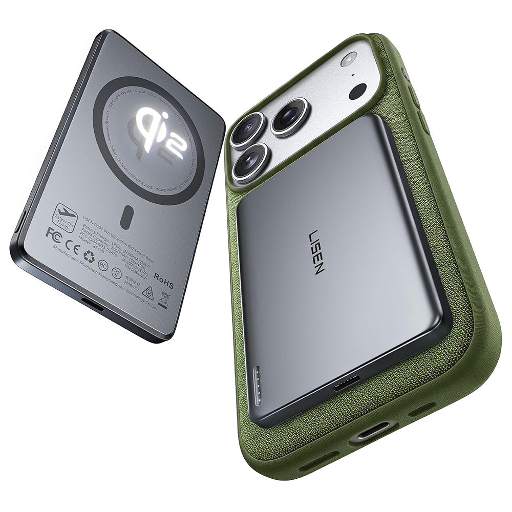 Batterie Externe Sans Fil Lisen L601 Pro, 5000mAh, 22.5W, PD + FQI, 1 x QI - 1 x USB-C, Gris YL0325090011