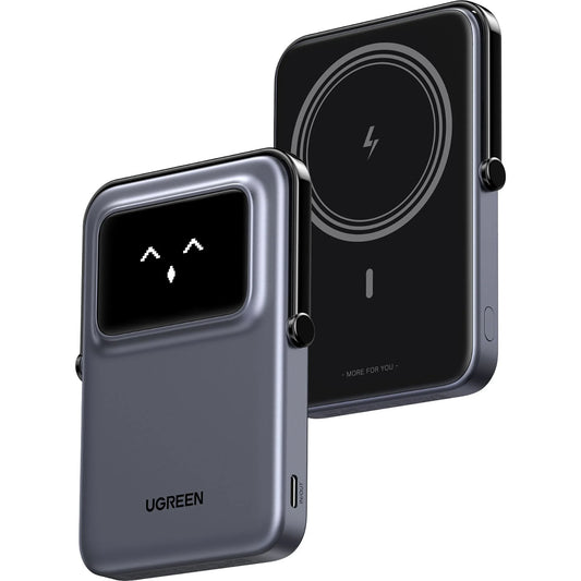 Batterie Externe Sans Fil UGREEN PB571 Uno, 5000mAh, 20W, PD + FQI, 1 x QI - 1 x USB-C, Gris