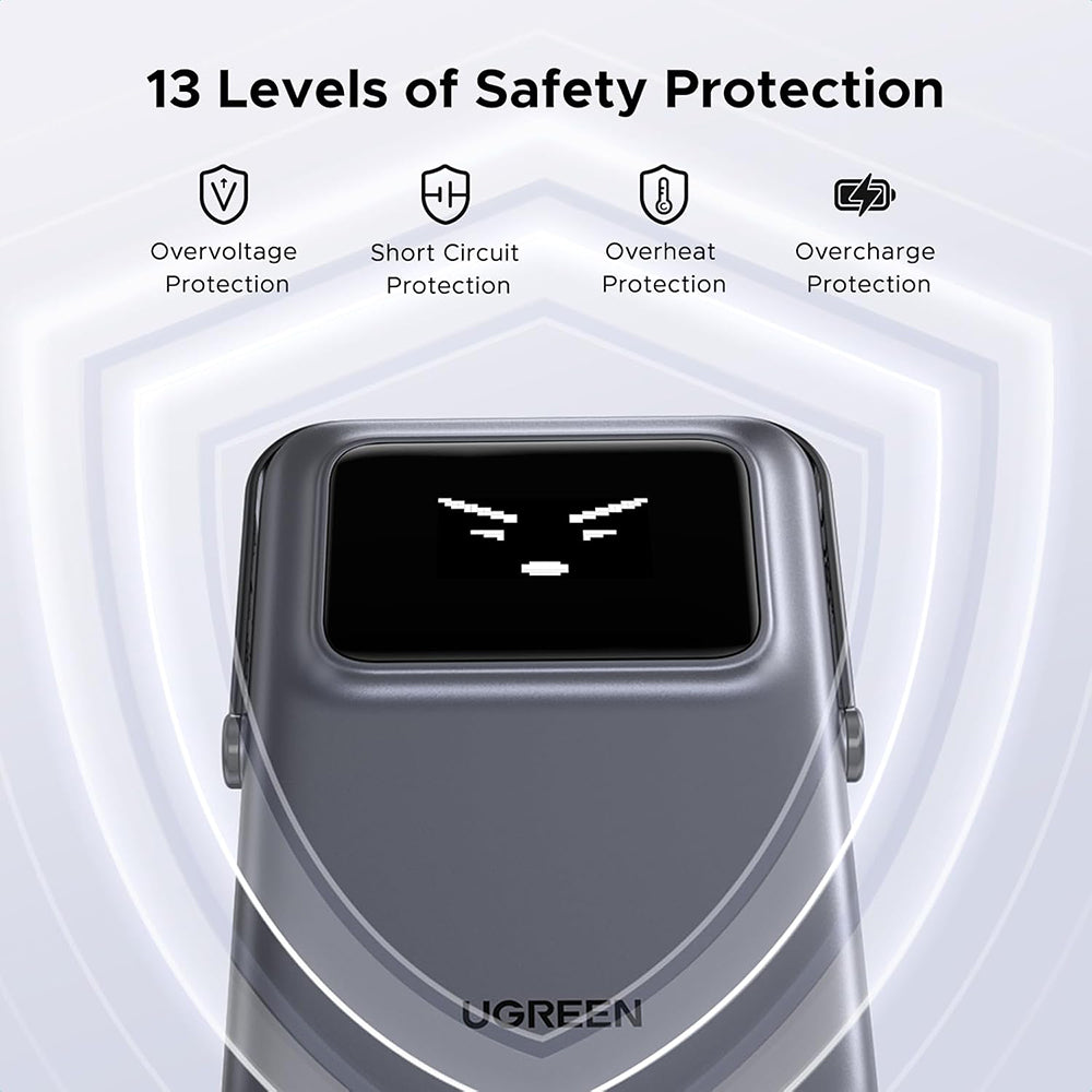 Batterie Externe Sans Fil UGREEN PB764 Uno, 10000mAh, 20W, PD + FQI, 1 x QI - 1 x USB-C, Gris