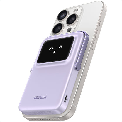 Batterie Externe Sans Fil UGREEN PB571 Uno, 5000mAh, 20W, PD + FQI, 1 x QI - 1 x USB-C, Mauve
