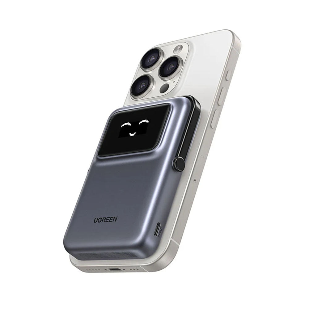 Batterie Externe Sans Fil UGREEN PB764 Uno, 10000mAh, 20W, PD + FQI, 1 x QI - 1 x USB-C, Gris