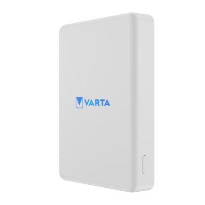 Batterie Externe Sans Fil Varta Mag Pro, 5000mAh, 12W, 1 x QI - 1 x USB-C, Blanche