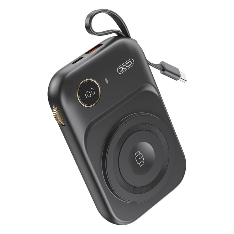 Batterie Externe Sans Fil XO Design PR270, 10000mAh, 22.5W, QC + PD + QI, 1 x QI - 1 x USB-A - 1 x USB-C, Noire