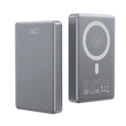 Batterie Externe Sans Fil XO Design PR294, 10000mAh, 20W, PD + FQI, 1 x QI - 1 x USB-C, Gris