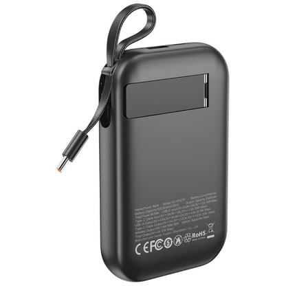 Batterie Externe Sans Fil XO Design PR270, 10000mAh, 22.5W, QC + PD + QI, 1 x QI - 1 x USB-A - 1 x USB-C, Noire
