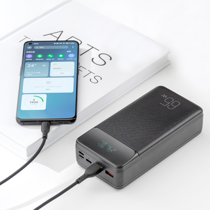 Batterie Externe XO Design PR201, 30000mAh, 65W, QC + PD, 1 x USB-C - 2 x USB-A, Noire