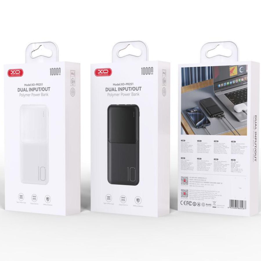 Batterie Externe XO Design PR252, 20000mAh, 10W, 2 x USB-A, Noire