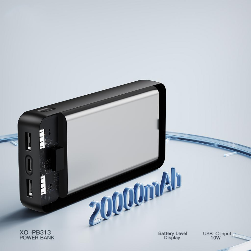 Batterie Externe XO Design PB313, 20000mAh, 10W, 2 x USB-A, Noire