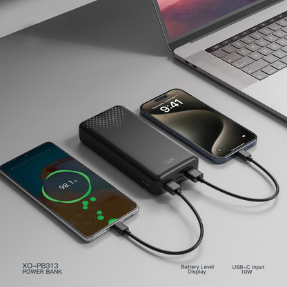 Batterie Externe XO Design PB313, 20000mAh, 10W, 2 x USB-A, Noire