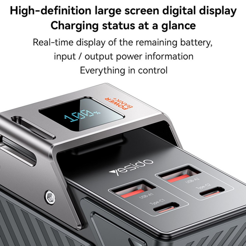 Batterie Externe Yesido YP62, 30000mAh, 22,5W, QC + PD, 2 x USB-A - 2 x USB-C, Noire