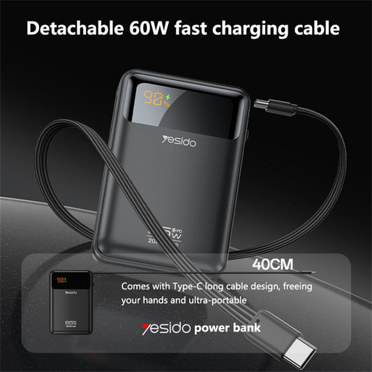 Batterie Externe Yesido YP97, 20000mAh, 65W, PD, 2 x USB-C, Gris