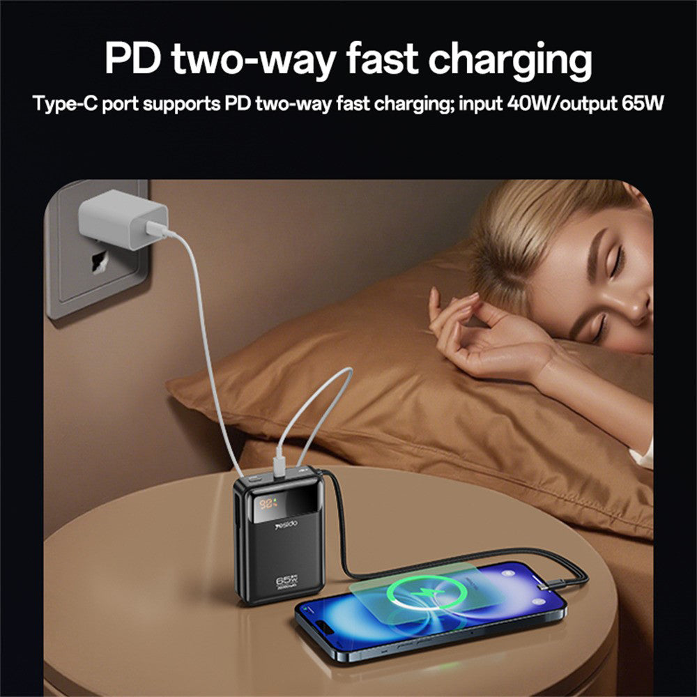 Batterie Externe Yesido YP97, 20000mAh, 65W, PD, 2 x USB-C, Gris