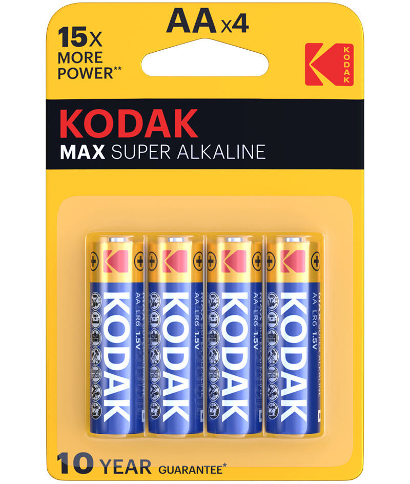 Pile Kodak Max Alcaline, AA / LR6, Lot de 4 pièces EKSTD30952867P4