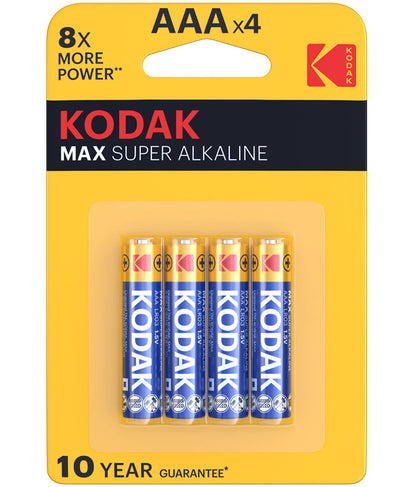 Pile Kodak Max Alcaline, AAA / LR3, Lot de 4 pièces EKSTD30952812P4
