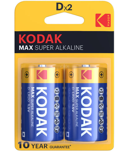 Pile Kodak Max Alcaline, LR20, Lot de 2 pièces