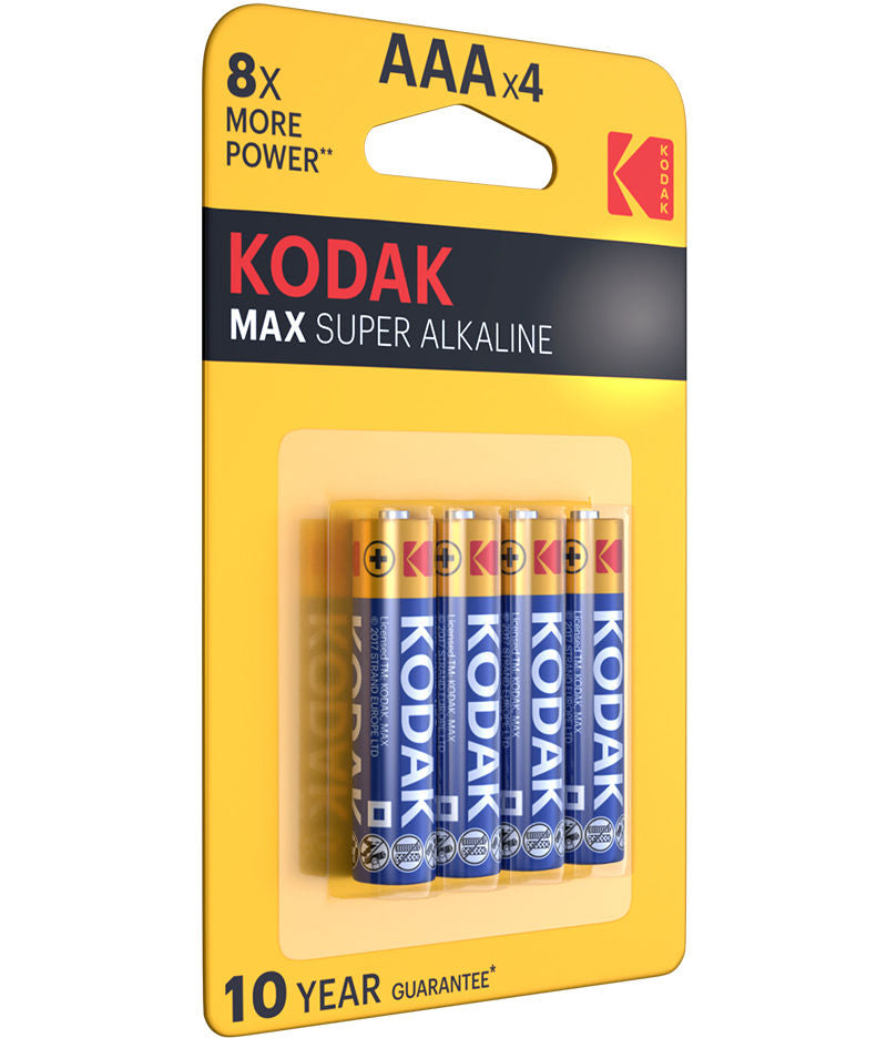 Pile Kodak Max Alcaline, AAA / LR3, Lot de 4 pièces EKSTD30952812P4