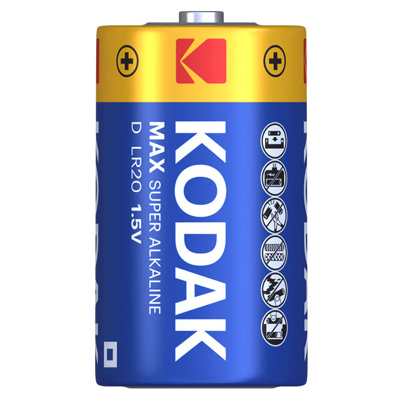 Pile Kodak Max Alcaline, LR20, Lot de 2 pièces