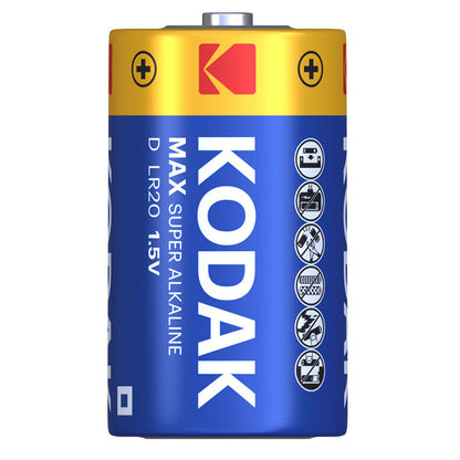 Pile Kodak Max Alcaline, LR20, Lot de 2 pièces