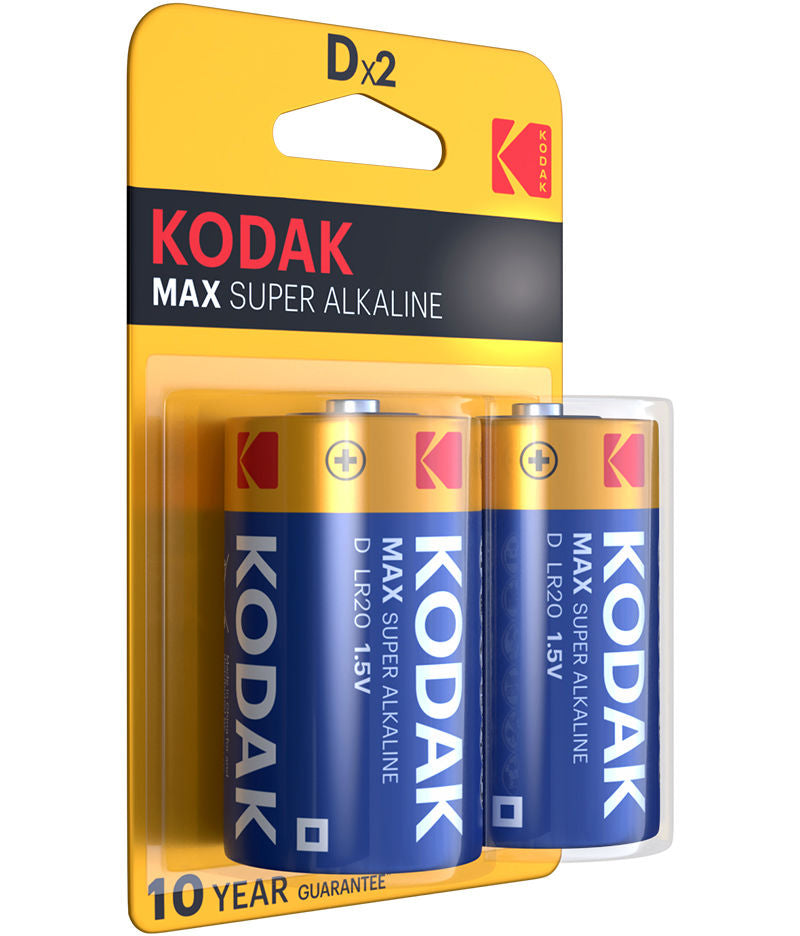 Pile Kodak Max Alcaline, LR20, Lot de 2 pièces