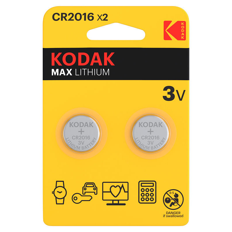 Pile Kodak Max Lithium, CR2016, Lot de 2 pièces