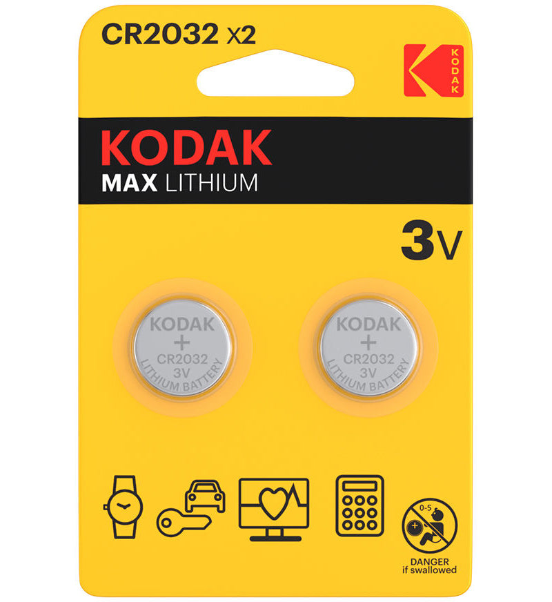 Pile Kodak Max Lithium, CR2032, Lot de 2 pièces