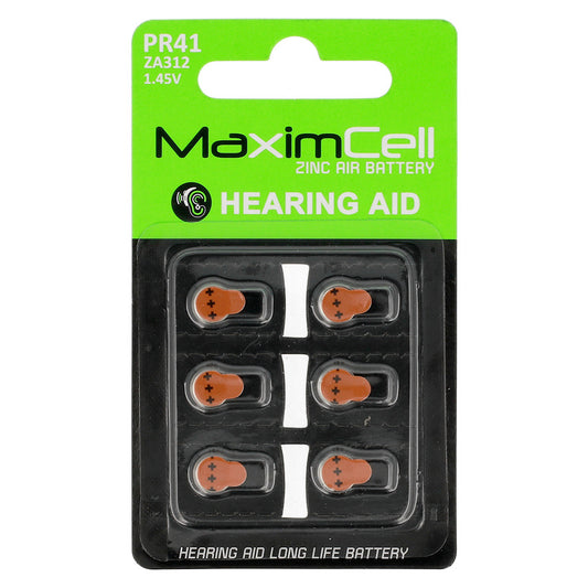 Pile MaximCell Zinc Air, PR41 / ZA312, Lot de 6 pièces