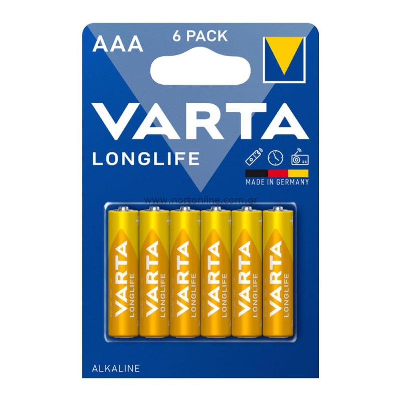 Piles Varta Longlife 4103, AAA / LR3, lot de 6 pièces