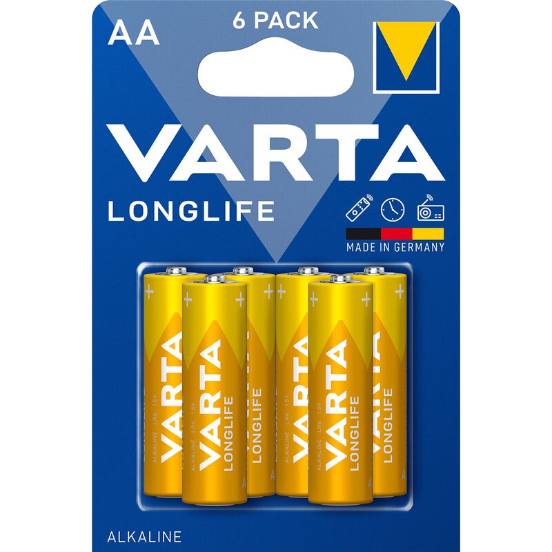 Piles Varta Longlife 4106, AA / LR6, lot de 6 pièces